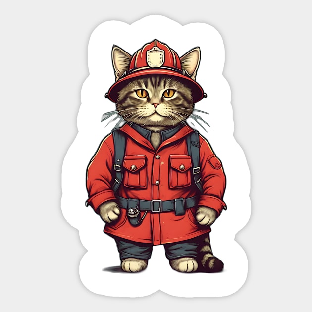 Whiskered Fire Guardian Sticker by UrbanAura